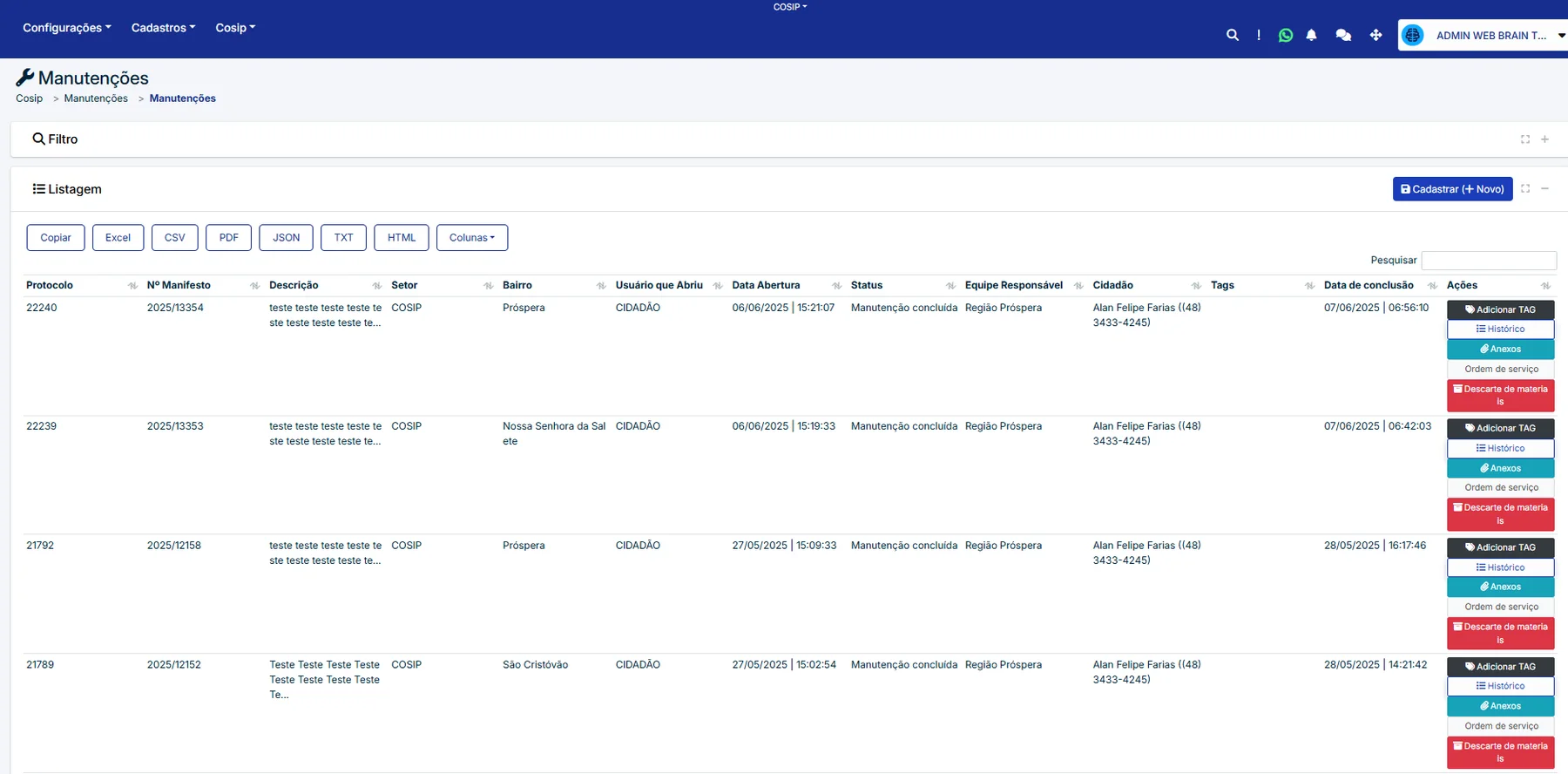 Do poste no mapa ao reparo registrado.