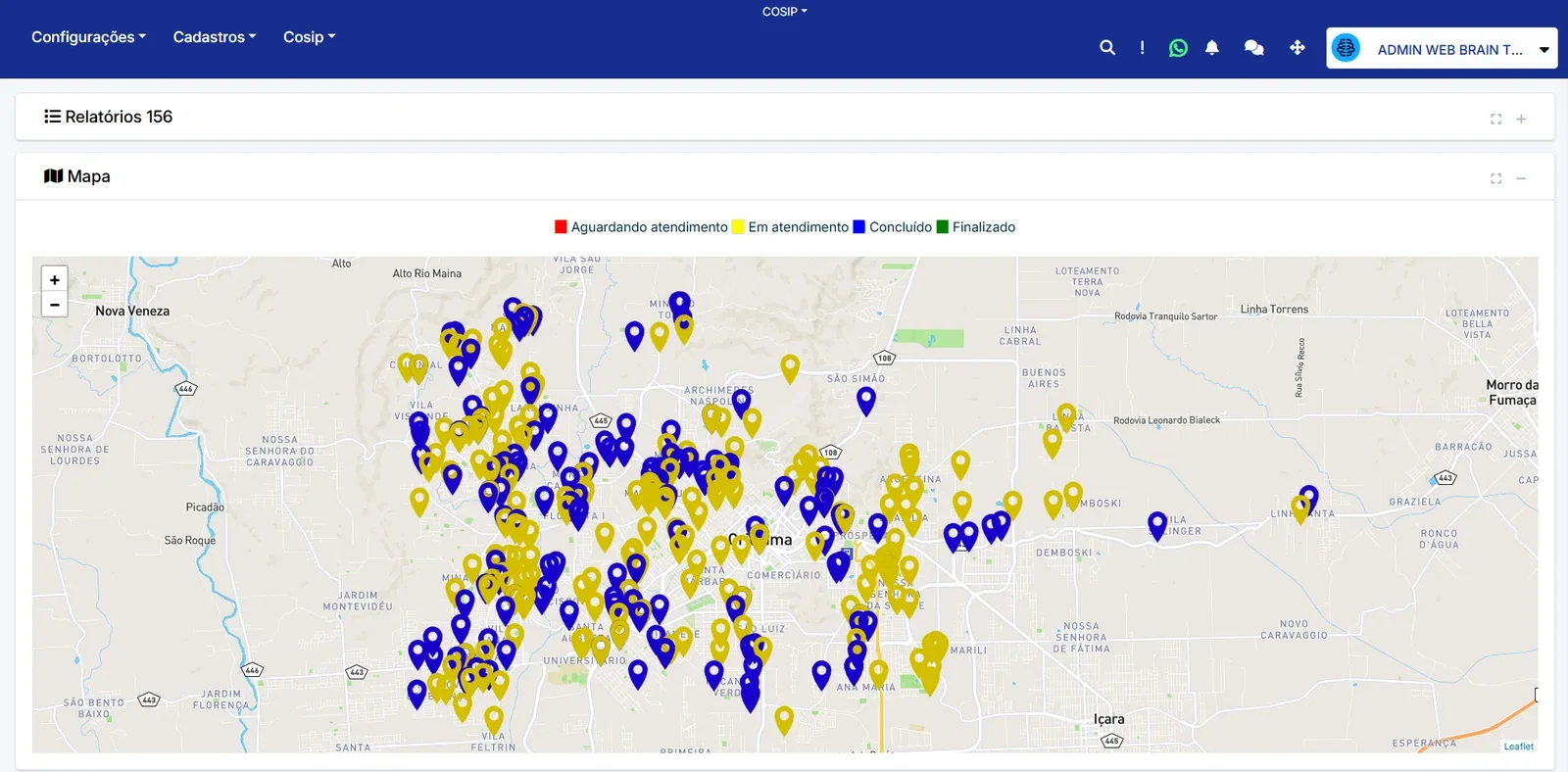 Do poste no mapa ao reparo registrado.