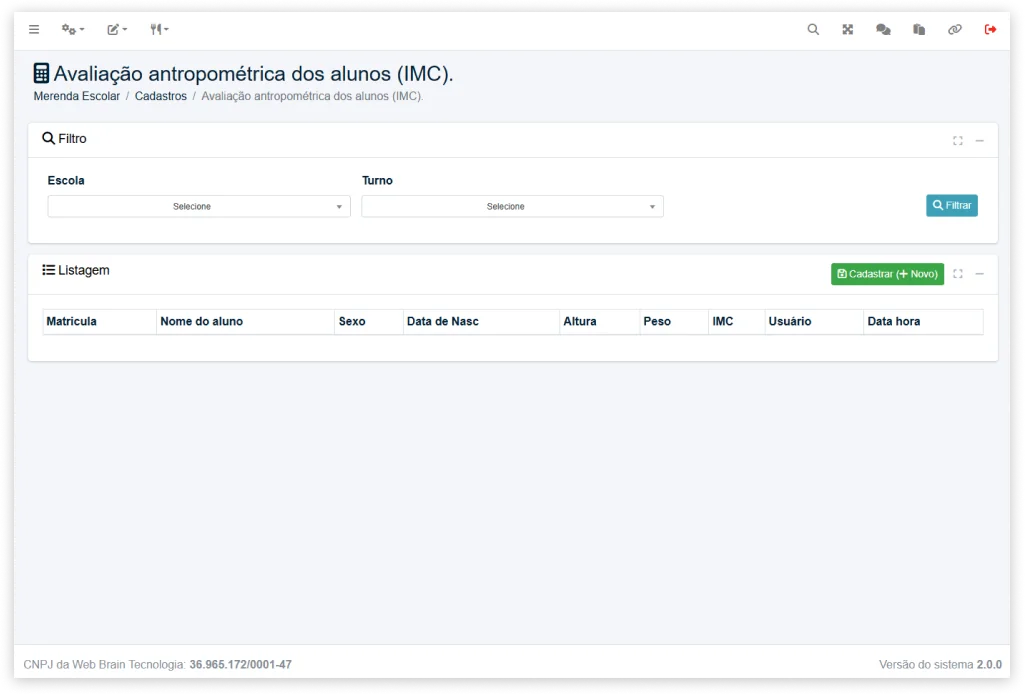 Avaliação de IMC dos alunos