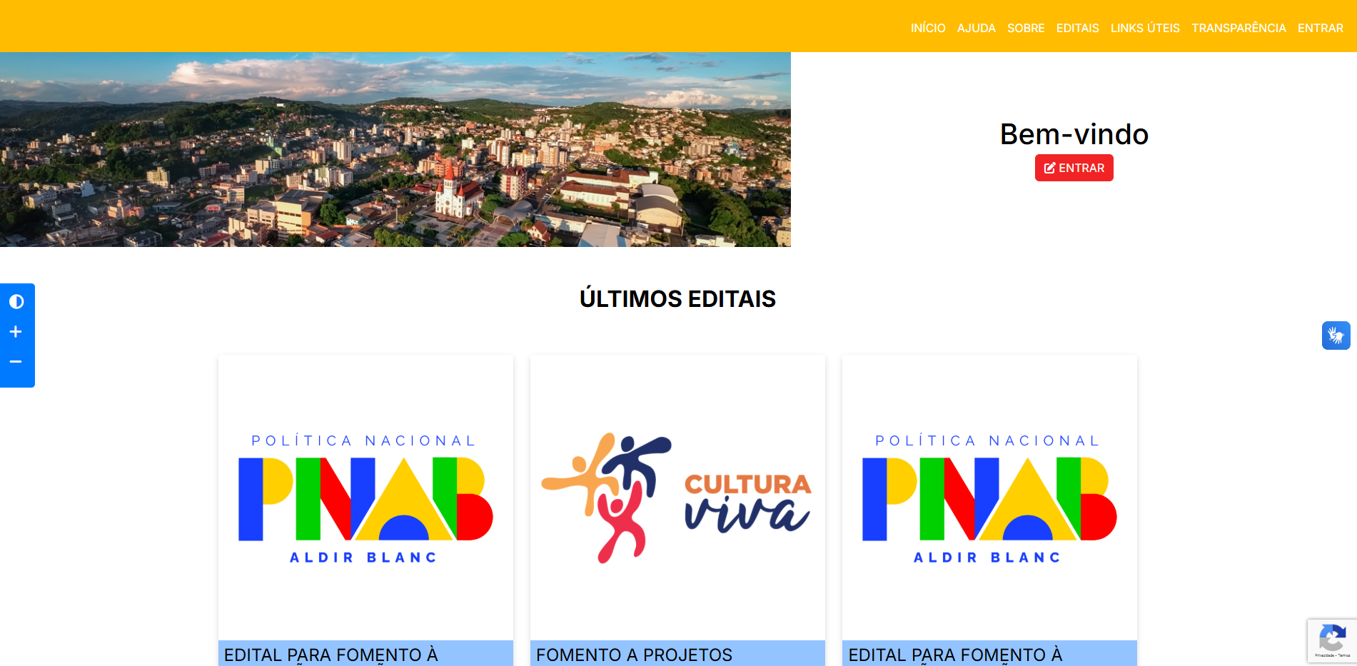 Tela Portal do Inscrito Projetos Culturais